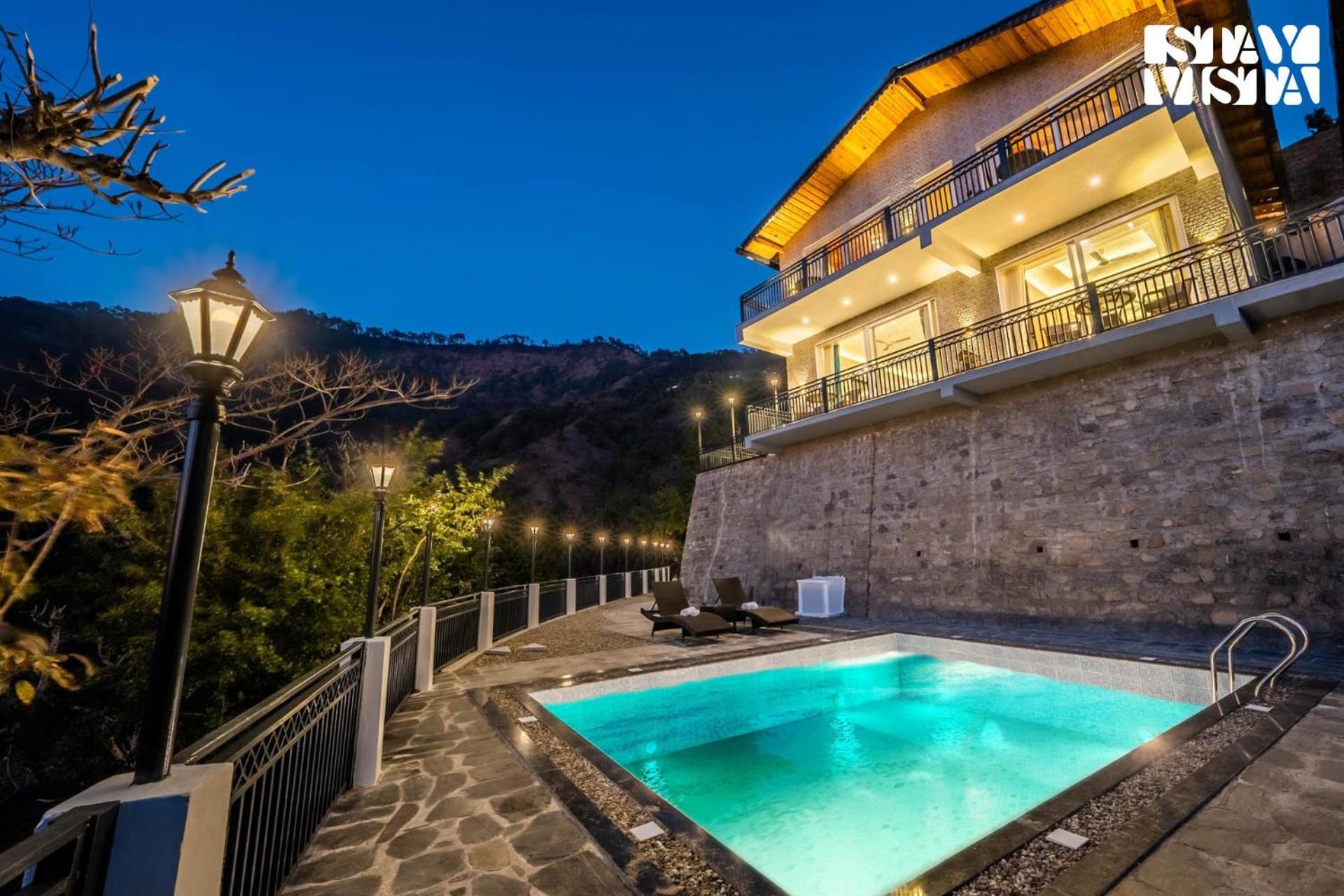 Stayvista At Sunset Springs With Pool & Views Nainital Eksteriør billede